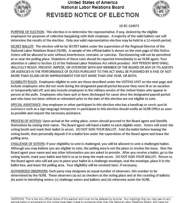 Notice of Election